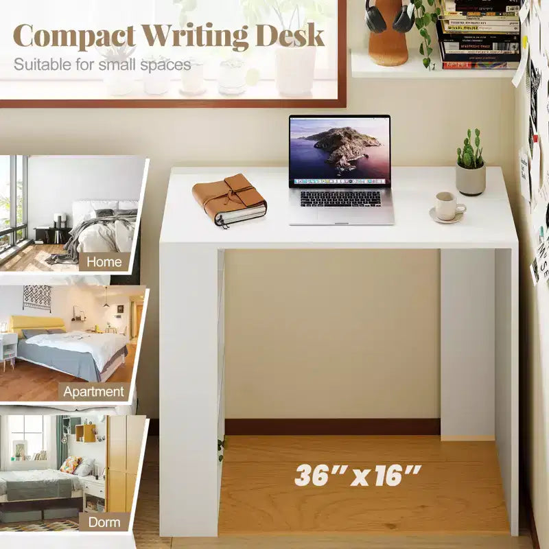 Bureau d'écriture compact Costway 36" avec 3 étagères ouvertes, autoportant, kit anti-basculement