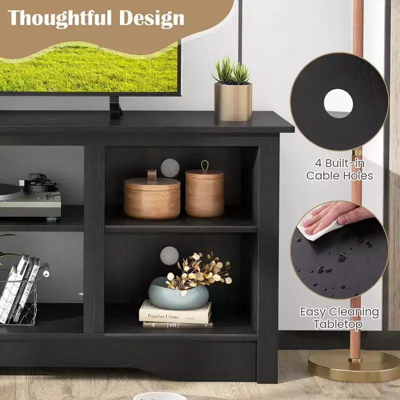 Meuble TV Costway 58" avec 3 étagères réglables pour TV 65", Noir