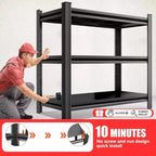 Clihome Étagère de rangement en métal à 3 niveaux, unité de rayonnage en métal robuste de 544 kg, étagères réglables pour l'organisation de garage, cuisine, garde-manger