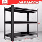 Clihome Étagère de rangement en métal à 3 niveaux, unité de rayonnage en métal robuste de 544 kg, étagères réglables pour l'organisation de garage, cuisine, garde-manger