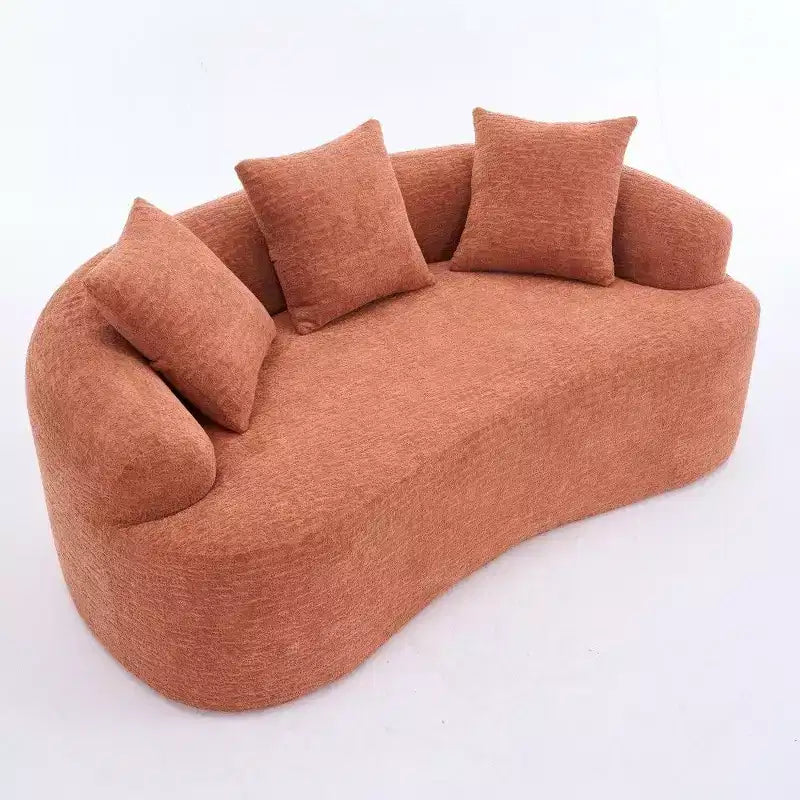 TUYOHW Canapé incurvé 65 po, Canapé en chenille sans assemblage avec 3 oreillers, Causeuse 2 places pour salon, Petit espace