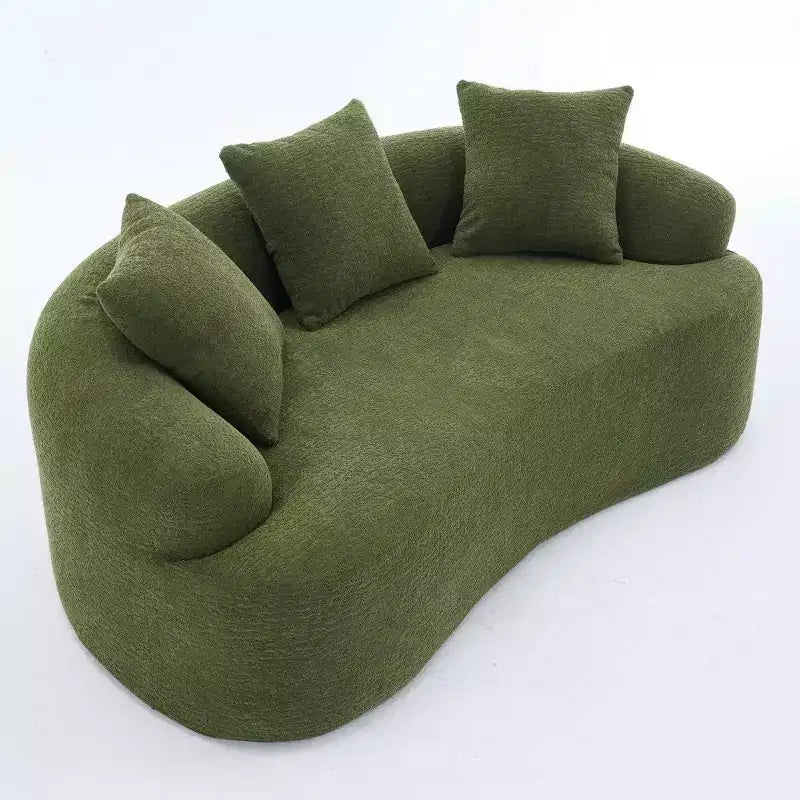 TUYOHW Canapé incurvé 65 po, Canapé en chenille sans assemblage avec 3 oreillers, Causeuse 2 places pour salon, Petit espace