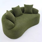 TUYOHW Canapé incurvé 65 po, Canapé en chenille sans assemblage avec 3 oreillers, Causeuse 2 places pour salon, Petit espace