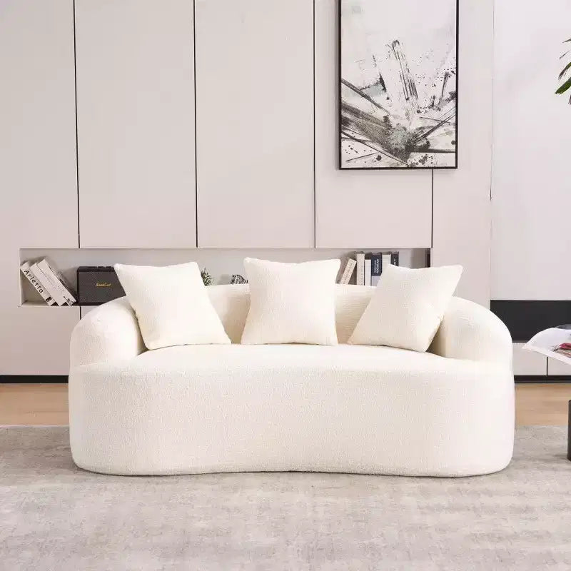TUYOHW 65 Curved Loveseat Sofa,No-Assembly Chenille Sofa with 3 Pillows,2-Seater Couch for Living Room,Small Space