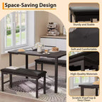 Ensemble table à manger pour 4, table de cuisine 3 pièces avec 2 bancs rembourrés, dînette peu encombrante pour salle à manger, appartement, petit espace