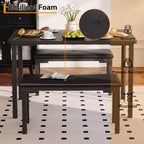 Ensemble table à manger pour 4, table de cuisine 3 pièces avec 2 bancs rembourrés, dînette peu encombrante pour salle à manger, appartement, petit espace