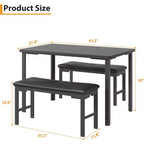 Ensemble table à manger pour 4, table de cuisine 3 pièces avec 2 bancs rembourrés, dînette peu encombrante pour salle à manger, appartement, petit espace