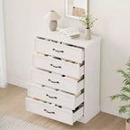 Commode de Ferme à 5 Tiroirs, 108 cm de Haut avec Base Robuste pour Chambre, Salon et Chambre de Bébé