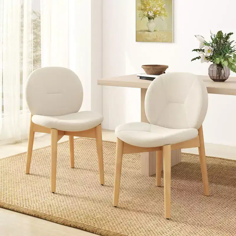 Costway Lot de 2 chaises de salle à manger en bois, rembourrées en tissu bouclé doux avec dossier incurvé