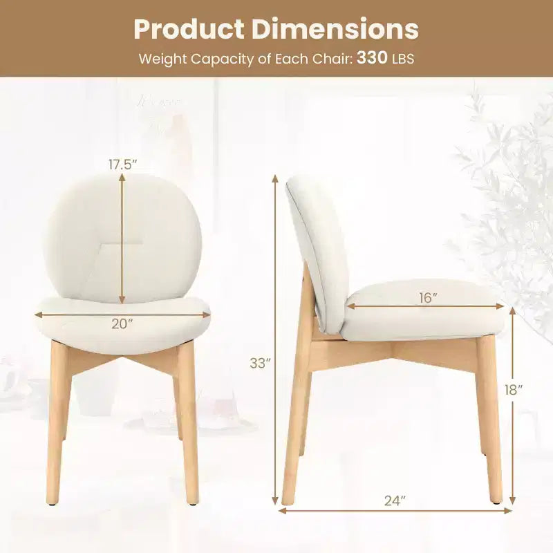 Costway Lot de 2 chaises de salle à manger en bois, rembourrées en tissu bouclé doux avec dossier incurvé