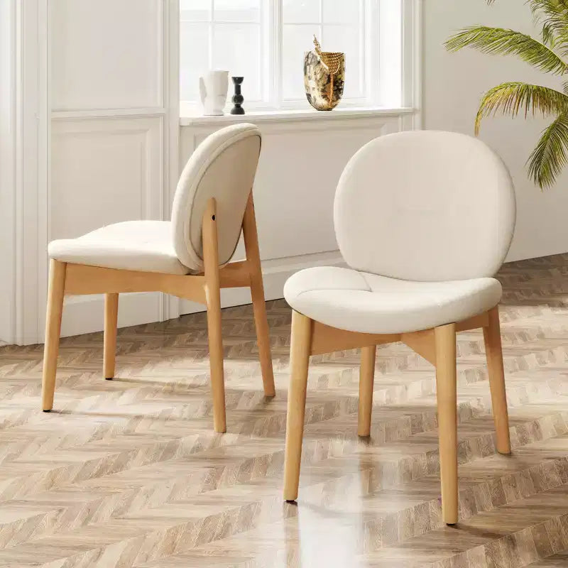 Costway Lot de 2 chaises de salle à manger en bois, rembourrées en tissu bouclé doux avec dossier incurvé