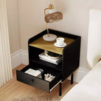 Costway Lot de 2 tables d'appoint 3 niveaux pour canapé avec étagère de rangement ouverte et pieds en métal pour salon