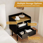 Costway Lot de 2 tables d'appoint 3 niveaux pour canapé avec étagère de rangement ouverte et pieds en métal pour salon