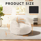 TUYOHW Fauteuils paresseux en velours pour adultes, poufs confortables avec housse douce et amovible pour salon, Camel