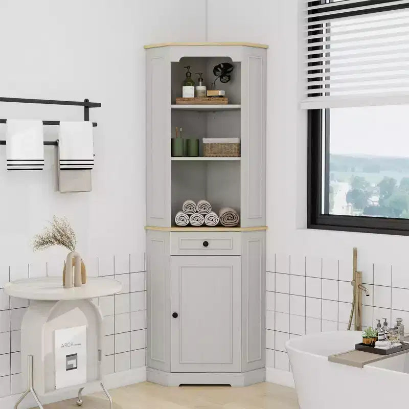 Meuble de rangement AndMakers en bois blanc antique de 45 cm avec 5 étagères