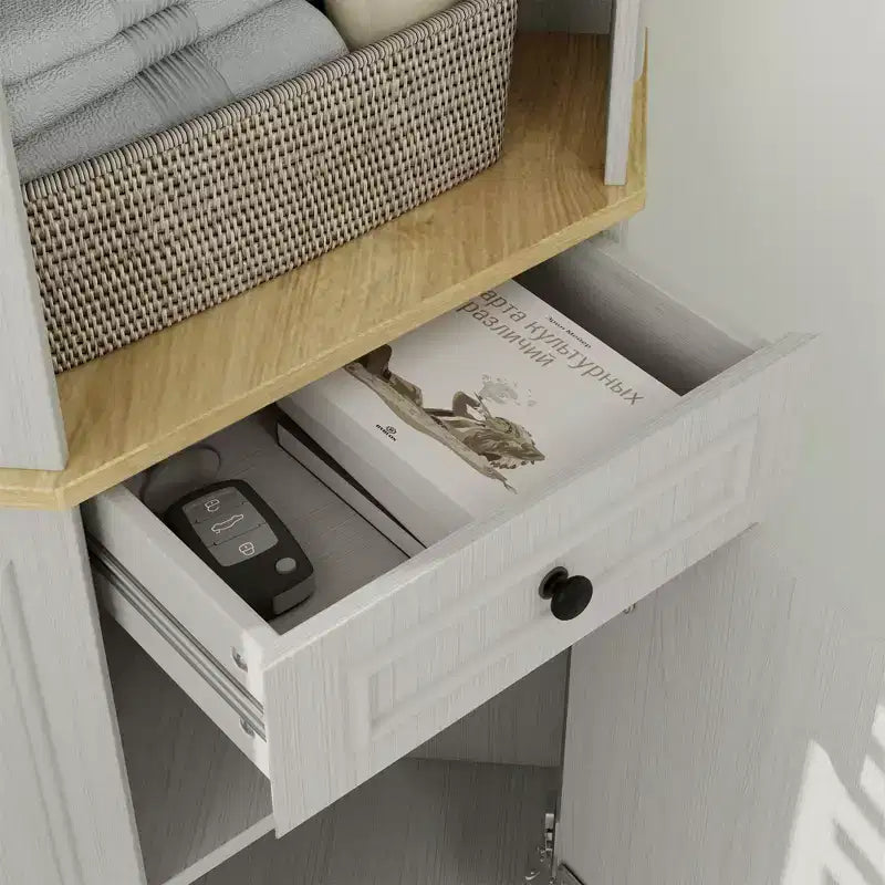 Meuble de rangement AndMakers en bois blanc antique de 45 cm avec 5 étagères