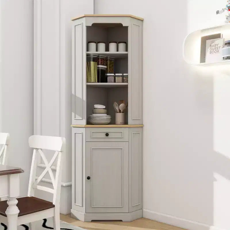 Meuble de rangement AndMakers en bois blanc antique de 45 cm avec 5 étagères