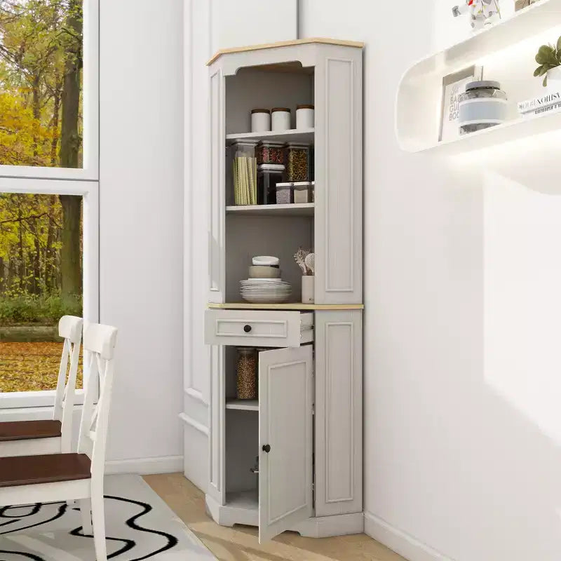 Meuble de rangement AndMakers en bois blanc antique de 45 cm avec 5 étagères