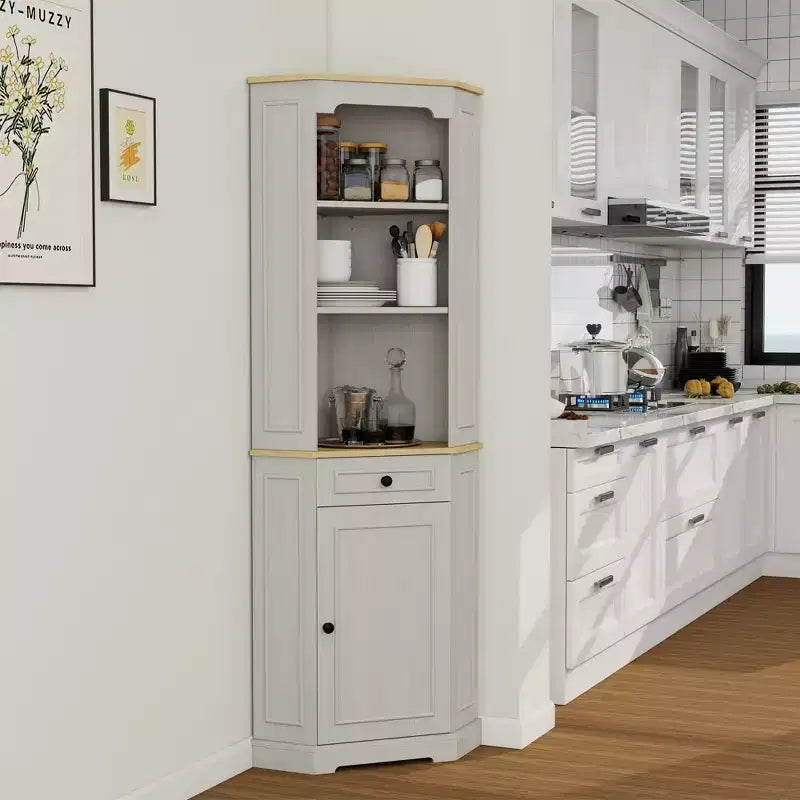 Meuble de rangement AndMakers en bois blanc antique de 45 cm avec 5 étagères