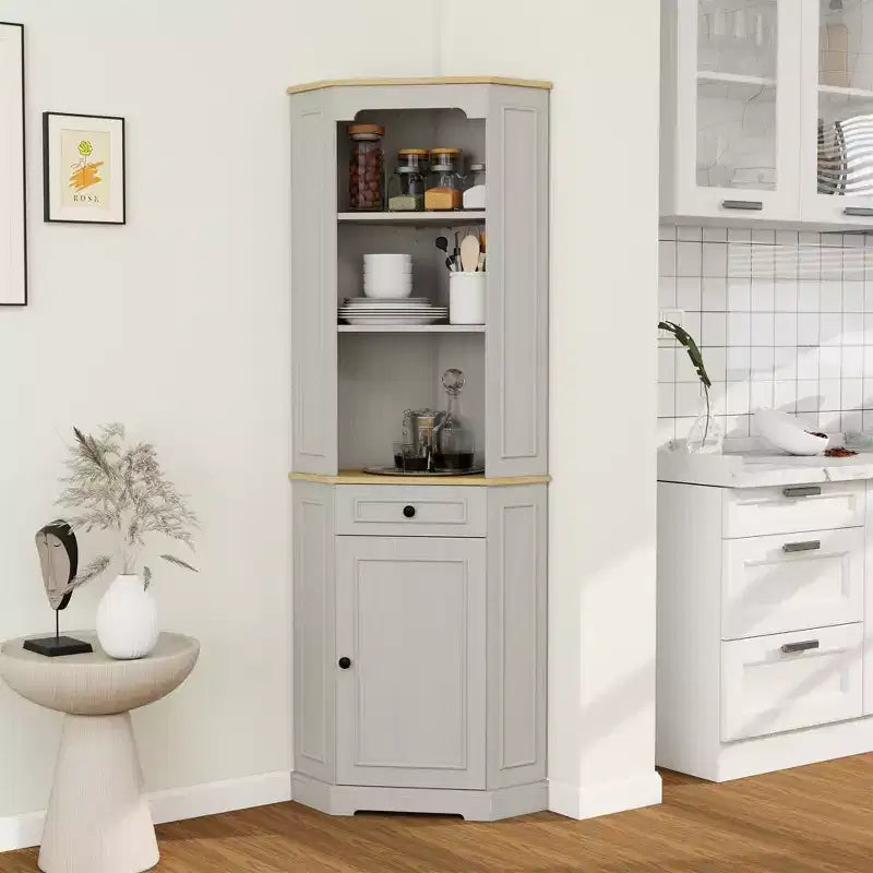 Meuble de rangement AndMakers en bois blanc antique de 45 cm avec 5 étagères