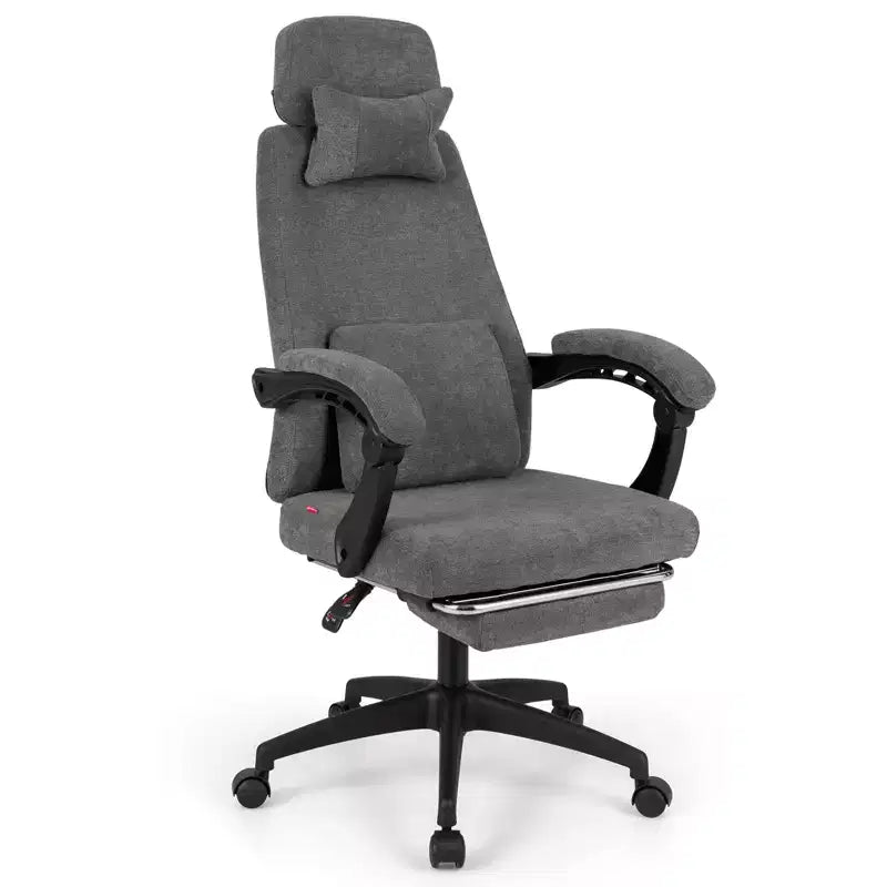 Costway Fauteuil de Bureau Inclinable avec Repose-pieds Rétractable Dossier Haut Ergonomique de Direction