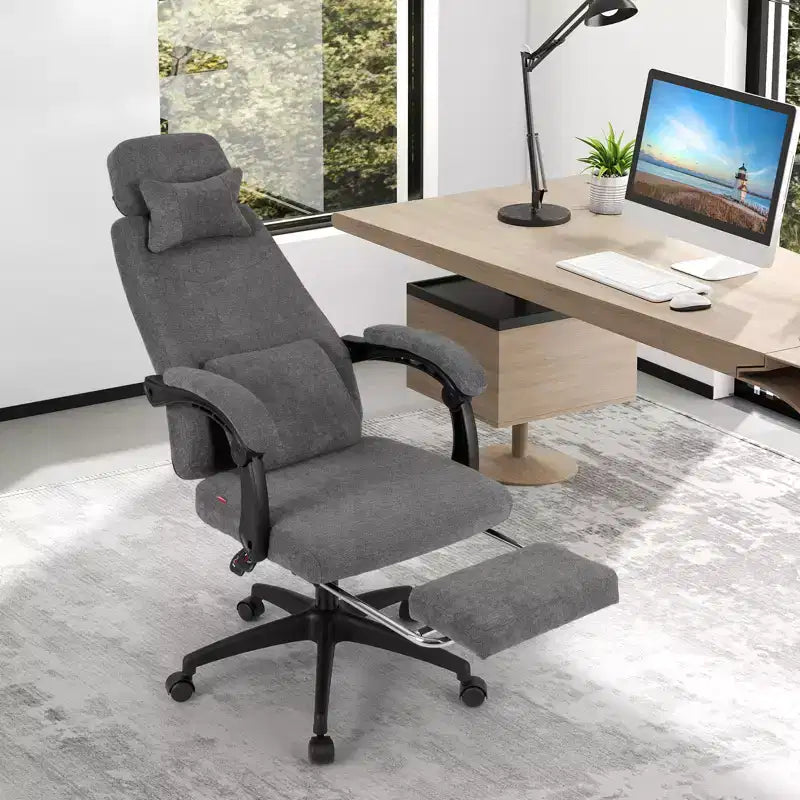 Costway Fauteuil de Bureau Inclinable avec Repose-pieds Rétractable Dossier Haut Ergonomique de Direction