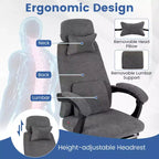 Costway Fauteuil de Bureau Inclinable avec Repose-pieds Rétractable Dossier Haut Ergonomique de Direction
