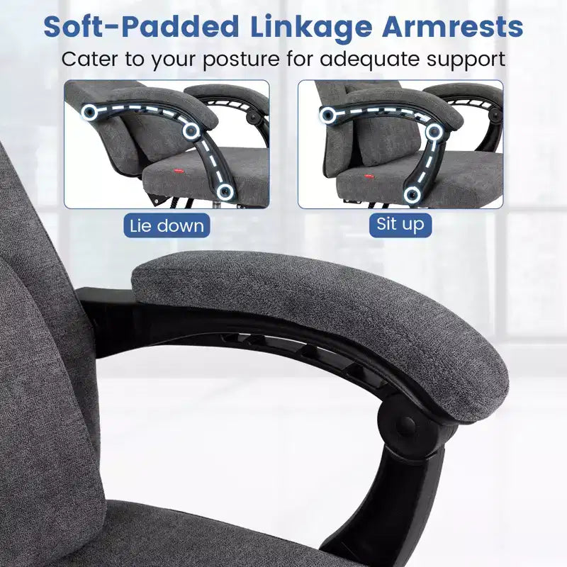 Costway Fauteuil de Bureau Inclinable avec Repose-pieds Rétractable Dossier Haut Ergonomique de Direction