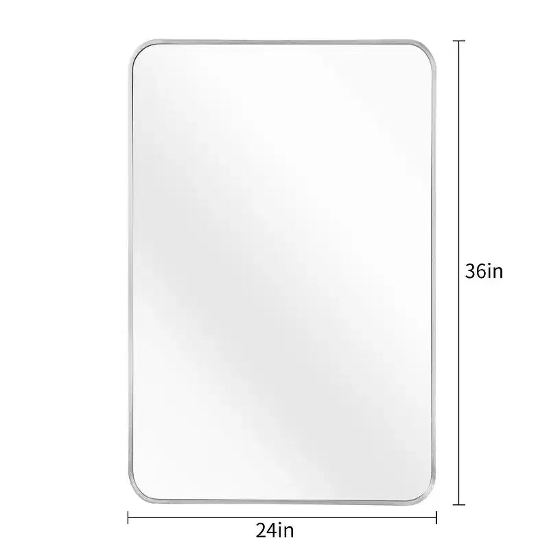 TUYOHW Miroir de salle de bain rectangulaire 24x36'', miroir mural décoratif avec film anti-éclats et cadre en aluminium brossé pour salle de bain, salon
