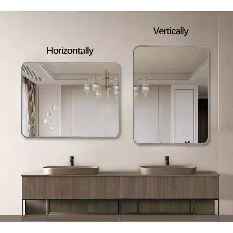 TUYOHW Miroir de salle de bain rectangulaire 24x36'', miroir mural décoratif avec film anti-éclats et cadre en aluminium brossé pour salle de bain, salon