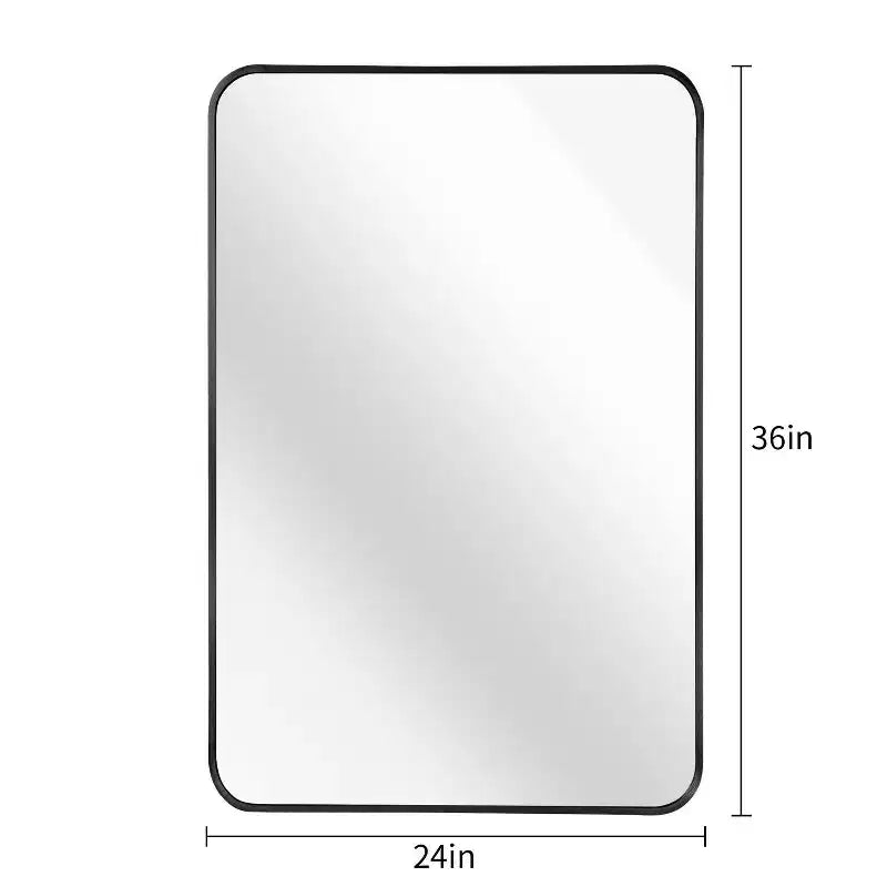 TUYOHW Miroir de salle de bain rectangulaire 24x36'', miroir mural décoratif avec film anti-éclats et cadre en aluminium brossé pour salle de bain, salon