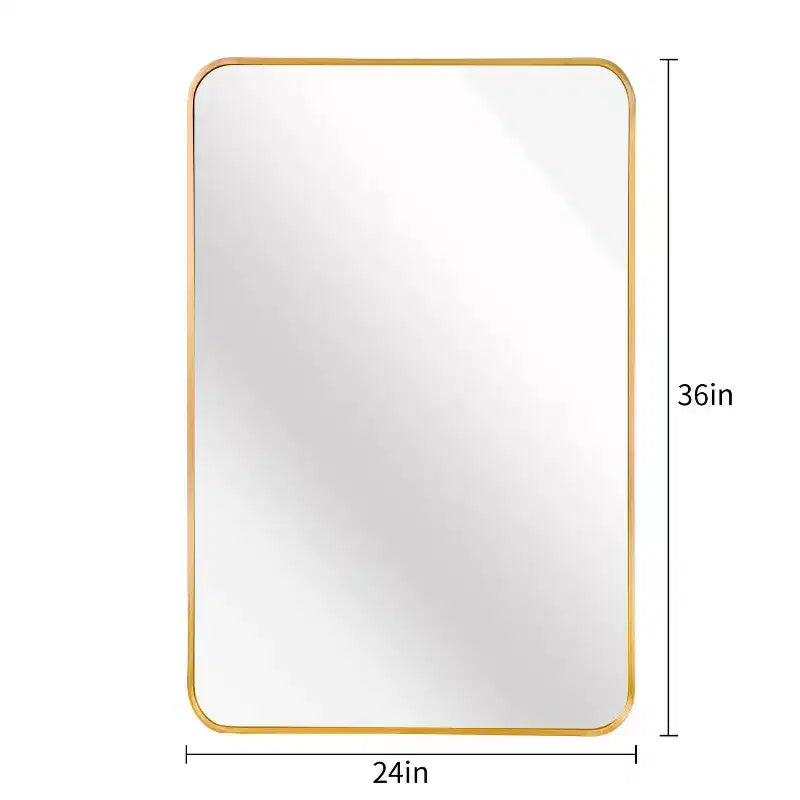 TUYOHW Miroir de salle de bain rectangulaire 24x36'', miroir mural décoratif avec film anti-éclats et cadre en aluminium brossé pour salle de bain, salon