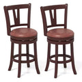 Costway 26 Counter Height Swivel Barstools Set of 2/4 High Backs & Footrests Solid Wood