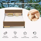 Cadre de lit double en bois Costway avec 2 tiroirs de rangement et rangement sous le lit Espresso