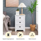 Table d'appoint Costway, chevet de chambre avec 3 tiroirs et glissière en bois, blanc