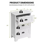 Table d'appoint Costway, chevet de chambre avec 3 tiroirs et glissière en bois, blanc