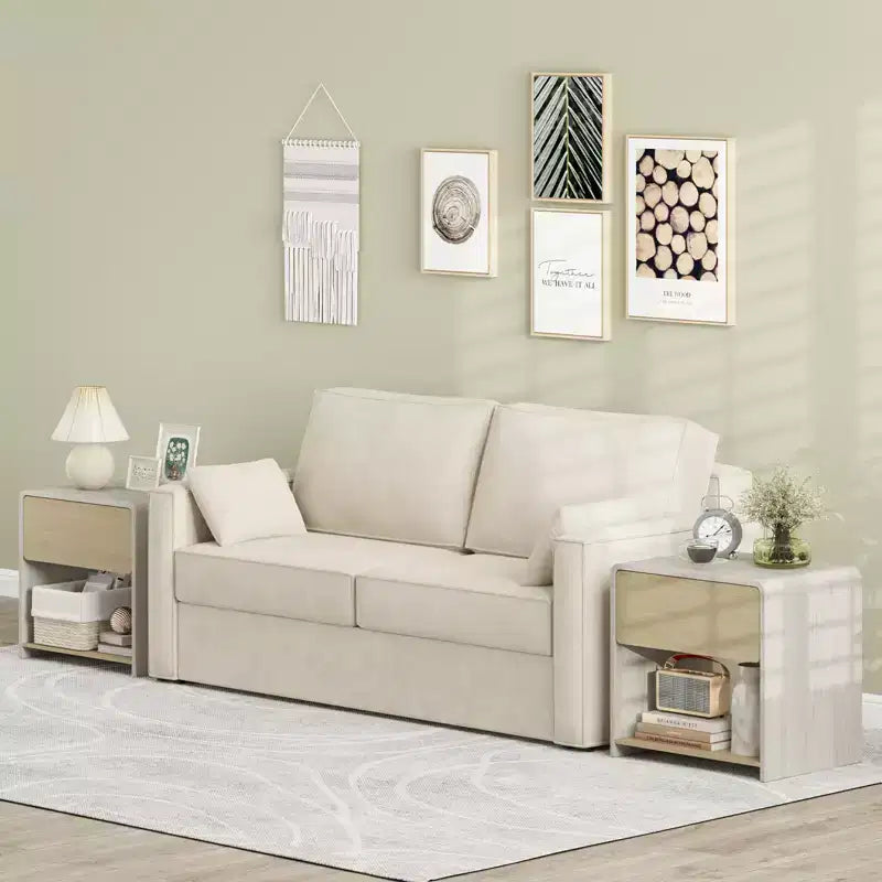 Table de chevet de style moderne Costway avec tiroir et étagère ouverte à 2 niveaux