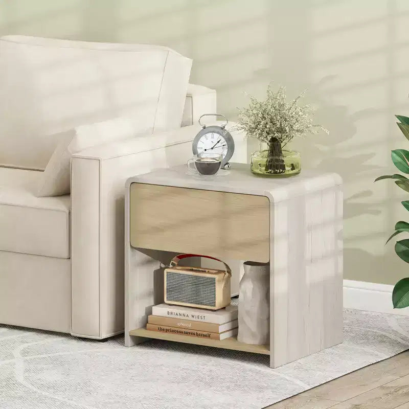 Table de chevet de style moderne Costway avec tiroir et étagère ouverte à 2 niveaux