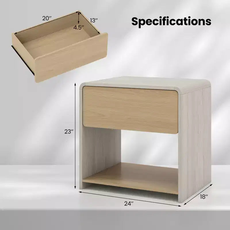 Table de chevet de style moderne Costway avec tiroir et étagère ouverte à 2 niveaux