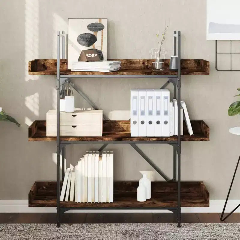 vidaXL Bibliothèque Chêne marron Bois d'ingénierie et métal 100 x 33 x 108,5 cm