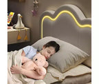 Cadre de lit double rembourré avec tête de lit réglable, cadre de lit plateforme en velours pour enfants/filles, lattes de bois, assemblage facile
