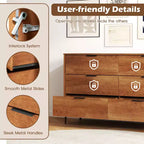 Commode double à 6 tiroirs Costway avec système de verrouillage, pieds de support en métal et kit anti-basculement