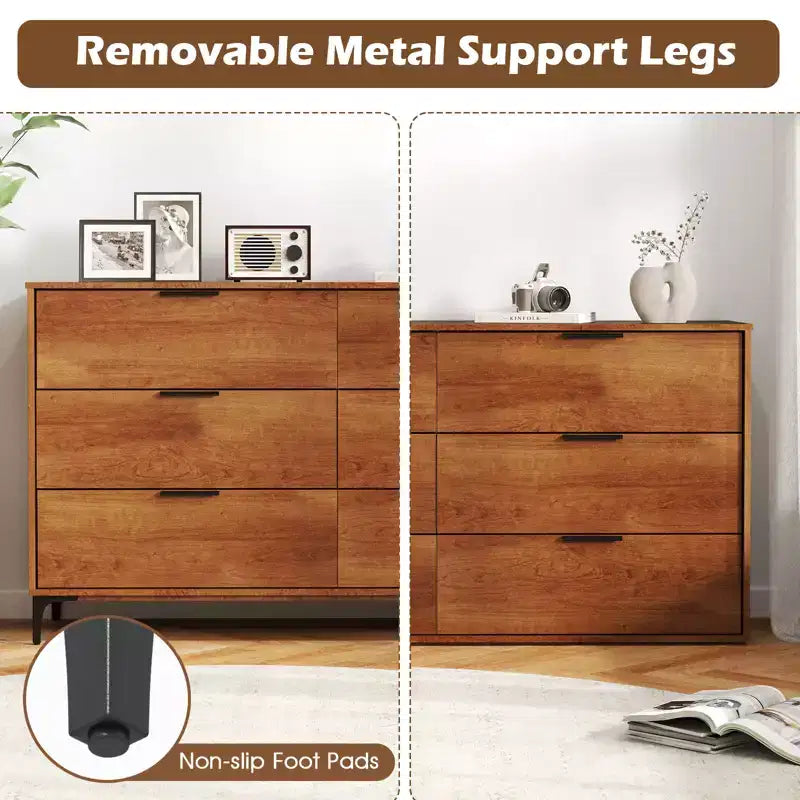 Commode double à 6 tiroirs Costway avec système de verrouillage, pieds de support en métal et kit anti-basculement