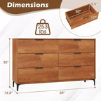 Commode double à 6 tiroirs Costway avec système de verrouillage, pieds de support en métal et kit anti-basculement