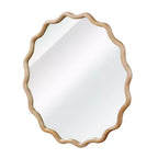 Miroir décoratif rond ondulé Whisen 30, cadre en bois massif, entrée