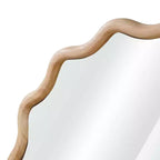Miroir décoratif rond ondulé Whisen 30, cadre en bois massif, entrée