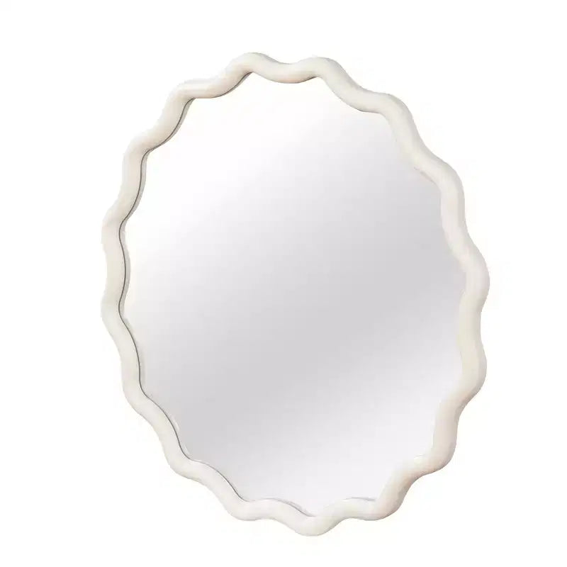 Miroir décoratif rond ondulé Whisen 30, cadre en bois massif, entrée