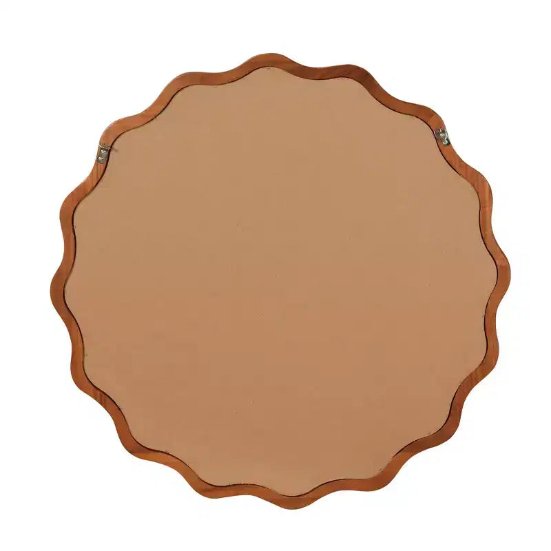 Miroir décoratif rond ondulé Whisen 30, cadre en bois massif, entrée