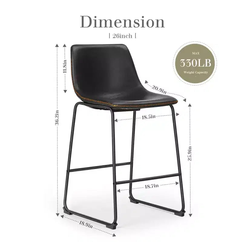 TUYOHW 36.2H Tabourets de Bar Modernes du Milieu du Siècle, Lot de 2 Chaises de Comptoir en Similicuir avec Repose-pieds, Chaises de Salle à Manger pour Bar à Domicile, Bureau, Cuisine
