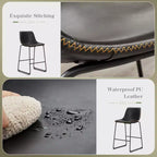 TUYOHW 36.2H Tabourets de Bar Modernes du Milieu du Siècle, Lot de 2 Chaises de Comptoir en Similicuir avec Repose-pieds, Chaises de Salle à Manger pour Bar à Domicile, Bureau, Cuisine